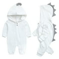 thumbnail image 1 of Likimi Infant Baby Boys Jumpsuits Hooded With Zipper Solid Color Long Sleeve Romper For Baby Everyday Wear Fashionable Clothes White Size 12-18 Months, 1 of 2