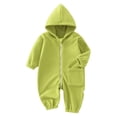 thumbnail image 1 of Likimi Infant Baby Boys Jumpsuits Hooded Zipper Solid Color Long Sleeve Romper For Baby Autumn Winter Fashion Clothes Green Size 3-4 Years, 1 of 3