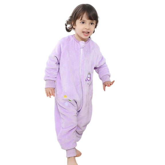 Likimi Baby Toddler Girls Jumpsuit Color Block With Pattern Long Sleeve Onesie Casual Comfortable Soft Fall Winter Homewear Size 18-24 Months Light Purple