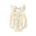 thumbnail image 1 of Likimi Girls Jumpsuit Floral Print Short Sleeve Square Neck Casual Soft Bodysuits White Size 6-12 Months, 1 of 4