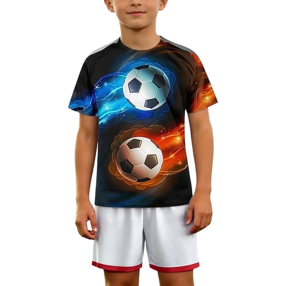 Likimi Infant Kids Girls Boys T Shirt Crew Neck Soccer Ball Print Short Sleeve For Everyday Wear Fashion Comfort Tee Black Size 3-4 Years