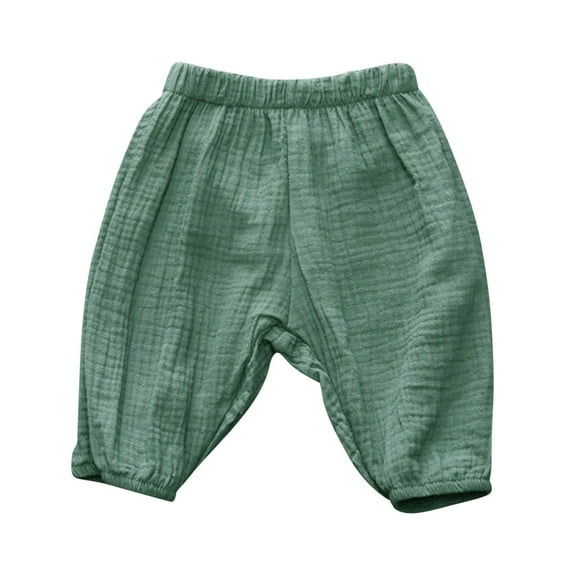 Likimi Toddler Boys Girls Pants Elastic Waist Solid Color Loose Breathable Long Trousers Green Size 6-12 Months