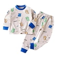 thumbnail image 1 of Likimi Toddler Boys Girls Two Piece Set Long Sleeve Graphic Print Crew Neck Tops With Pants Spring Autumn Soft Casual Outfit Set Blue Size 2-3 Years, 1 of 3