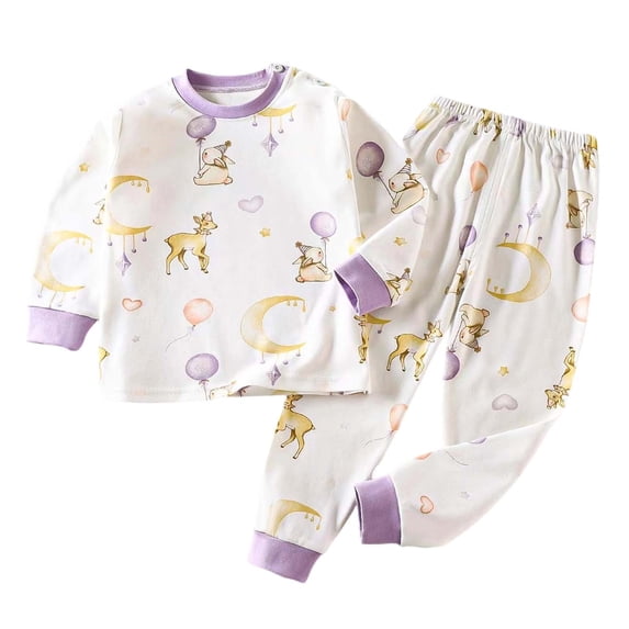 Likimi Toddler Boys Girls Two Piece Set Long Sleeve Graphic Print Crew Neck Tops With Pants Spring Autumn Soft Casual Outfit Set Purple Size 3-4 Years