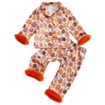 thumbnail image 1 of Likimi Infant Toddler Girls Halloween Pajamas Set Long Sleeve Hallowmas Pumpkin Print Lapel Button Down Pjs Tops With Pants Soft Comfort Clothes Set, 1 of 8