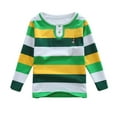 thumbnail image 1 of Likimi Kids Boys Girls Shirt Long Sleeve Crew Neck Casual Striped Button Tee Fashion Comfort Autumn Winter Tops Size 7-8 Years Green, 1 of 3