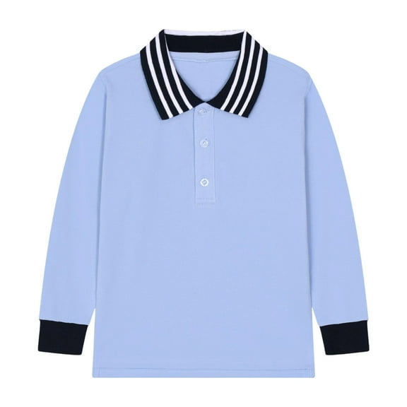 Likimi Kids Boys Girls Shirt Long Sleeve Lapel Casual Solid Color Button Tee Fashionable Comfort Autumn Winter Tops Size 6-7 Years Light Blue