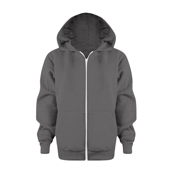 Likimi Kids Boys Girls Sweatshirt Solid Color Crew Neck Long Sleeve Fashion Soft Pullover With Pocket Zipper Size 9-10 Years Dark Gray