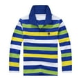 thumbnail image 1 of Likimi Kids Boys Girls T-Shirt Long Sleeve Lapel Stripe T Shirts Fall Winter Casual Comfortable Tops Size 3-4 Years Blue, 1 of 2