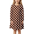 thumbnail image 1 of Likimi Kids Girls Dress Polka Dot Dress Long Sleeve Round Neck Dress Summer Sizes 3-4 Years Brown, 1 of 4