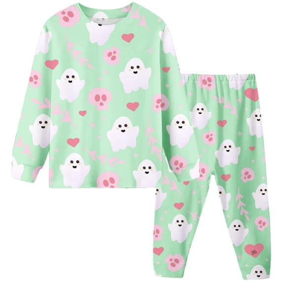 Likimi Kids Girls Halloween Pajamas Set Long Sleeve Hallowmas Skull Print Crew Neck Pjs Tops With Pants For Party Soft Casual Homewear
