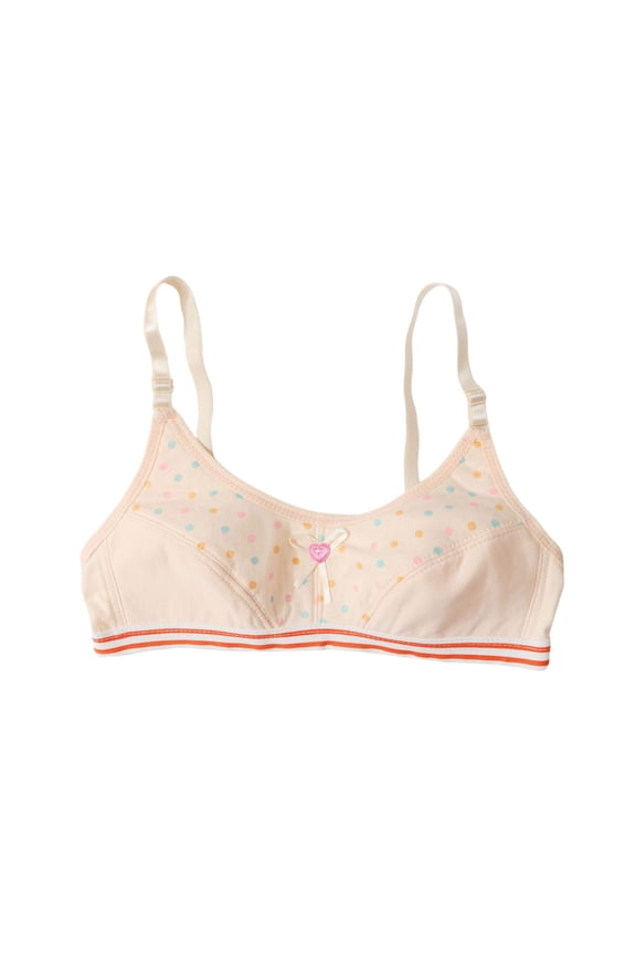 Kids Girls Seamless Bra Cartoon Print Soft Lightweight Casual Underwear Bra Orange Size 12-16 Years