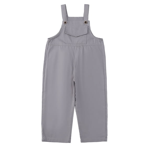 Likimi Kids Girls Jumpsuit Solid Color Square Neck Adjustable Overalls Sleeveless Fashion Soft Bodysuits Grey Size 1-2 Years