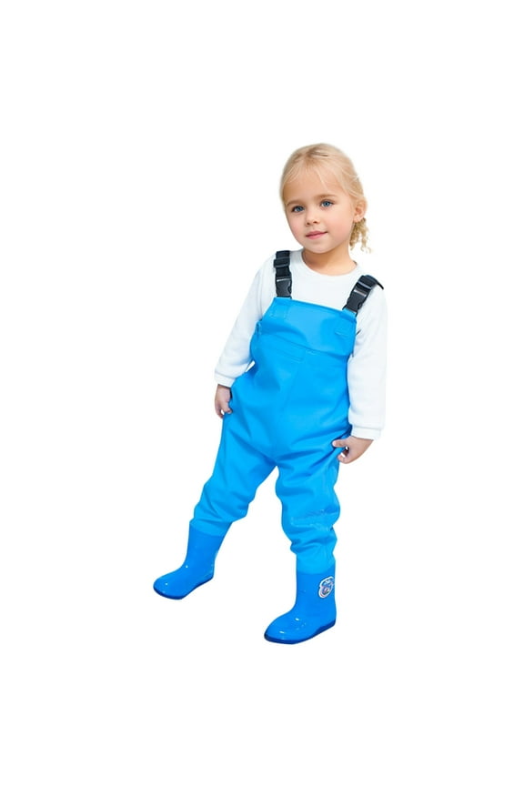 Kids Infant Girls Romper With Boots Water Proof Solid Color Sleeveless Square Neck Casual Soft Bodysuits Blue Size 2-3 Years