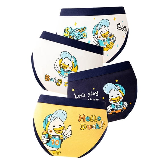 Likimi Kids Toddler Boys Briefs Underwear Cute Cartoon Print Comfortable Underwear Trunks 4Pcs Black Size 3-4 Years