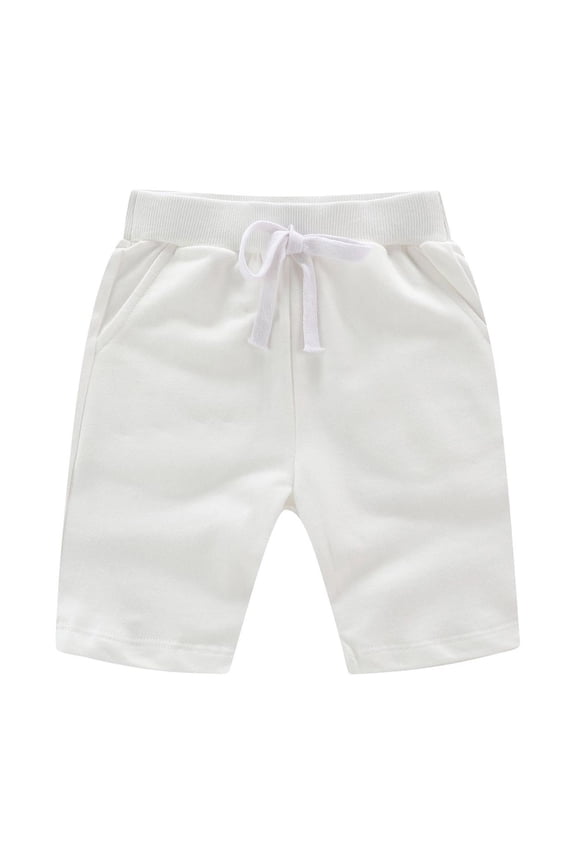 Kids Toddler Boys Shorts With Pocket Breathable Casual Elastic Waistband Solid Color Casual Summer Shorts White Size 7-8 Years