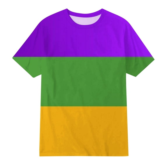 Likimi Kids Toddler Girls Boys T Shirts Short Sleeve Mardi Gras Color Block Crew Neck Summer Comfort Fashion Carnival Tops Multicolour Size 2-3 Years