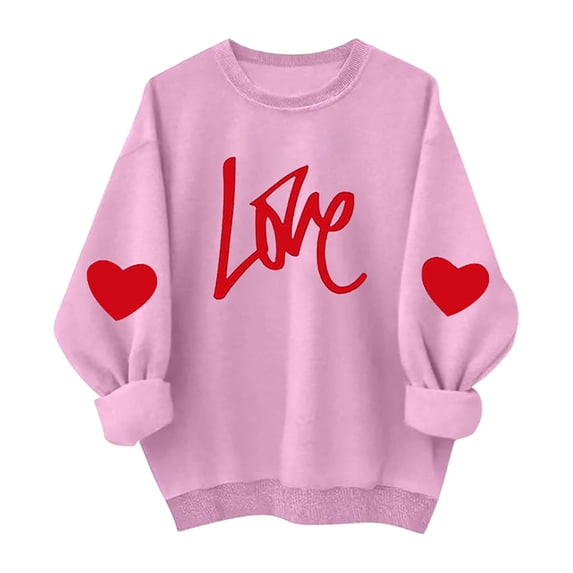 Likimi Kids Toddler Girls Boys T Shirts Valentine'S Day Letter Print Long Sleeve Crew Neck Winter Warm Pullover Comfort Fashion Tops Pink Size 2-3 Years