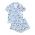 thumbnail image 1 of Likimi Kids Toddler Girls Halloween Pajamas Set Short Sleeve Hallowmas Ghost Print Lapel Button Down Pjs Tops With Shorts For Party Fashionable Homewear, 1 of 9
