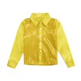 thumbnail image 1 of Likimi Kids Tops Sparkly Sequins Dance Shirt Boys Long Sleeve Button Down Shirt Performance Lapels Shirts For Boy Sizes 3-14 Year Yellow, 1 of 7
