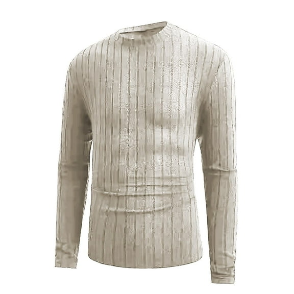 Likimi Men Knit Sweater Casual Long Sleeve Solid Color Crew Neck Soft Warm Fashion Spring Autumn Pullover Size 2Xl Khaki