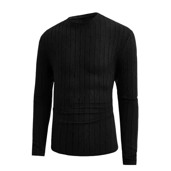 Likimi Men Knit Sweater Casual Long Sleeve Solid Color Crew Neck Soft Warm Fashion Spring Autumn Pullover Size S Black