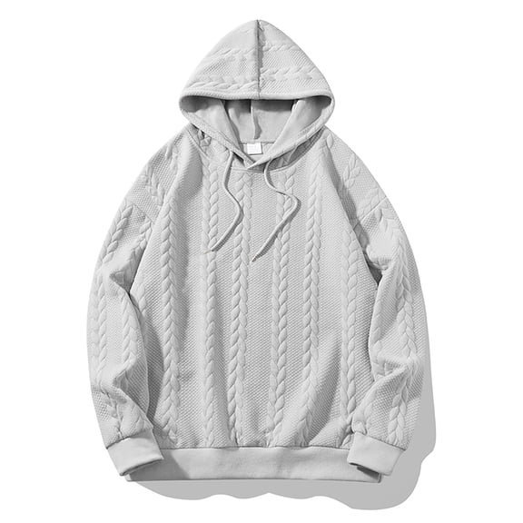 Likimi Mens Hoodies Long Sleeve Solid Color Pullover Fashion Casual Autumn Winter Sweatshirt Grey Size Xl