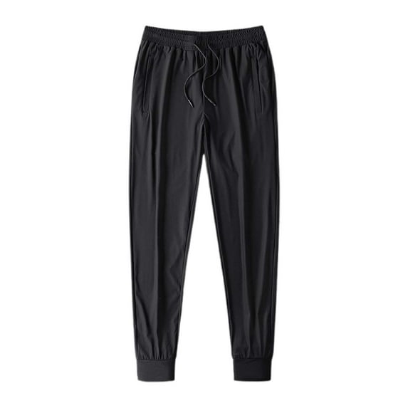Likimi Mens Pants Stretch Casual Solid Color Elastic Waist Drawstring Comfortable Summer Trousers Black Size 3Xl