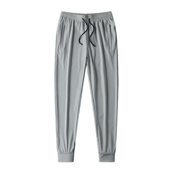 Likimi Mens Pants Stretch Casual Solid Color Elastic Waist Drawstring Comfortable Summer Trousers Light Gray Size 3Xl