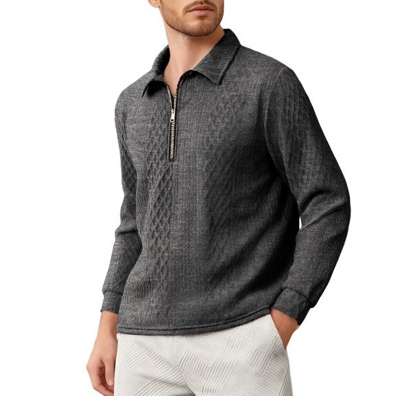 Likimi Mens Pullover Stand Collar Solid Color Long Sleeve Zipper Soft Warm Casual Autumn Sweatshirt Grey Size M