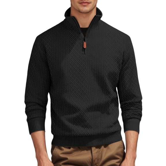 Likimi Mens Sweatshirt Zipper Solid Color Long Sleeve Stand Collar Soft Warm Casual Autumn Winter Pullover Black Size 3Xl