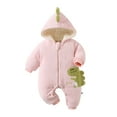 thumbnail image 1 of Likimi Newborn Baby Boys Jumpsuits Hooded Zipper Dinosaur Print Long Sleeve Romper For Baby Autumn Winter Fashion Clothes Pink Size 3-6 Months, 1 of 4