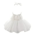 thumbnail image 1 of Likimi Newborn Baby Girls Dress Solid Color Crew Neck Sleeveless For Party Elegant Fashion Dresses White Size 12-18M, 1 of 4