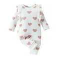 thumbnail image 1 of Likimi Boys Girls Jumpsuit Long Sleeve Valentine'S Day Hearts Prints Crew Neck Romper Bodysuits Red Size 9-12 Months, 1 of 8