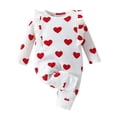thumbnail image 1 of Likimi Boys Girls Jumpsuit Long Sleeve Valentine'S Day Hearts Prints Crew Neck Romper Bodysuits White Size 9-12 Months, 1 of 9