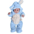 thumbnail image 1 of Likimi Baby Boys Jumpsuits Long Sleeve Solid Color Hooded Onesie Thermal Comfortable Relaxed Spring Fall Homewear Size 18-24 Months Light Blue, 1 of 4