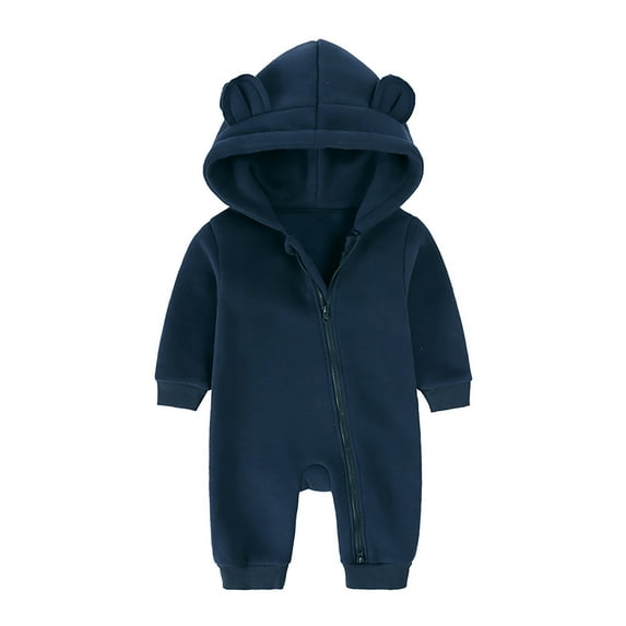 Likimi Baby Boys Jumpsuits Long Sleeve Solid Color Onesie Fashion Comfortable Loose Spring Fall Homewear Size 3-6 Months Navy