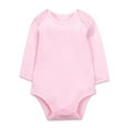 thumbnail image 1 of Likimi Baby Girls Romper Long Sleeve Solid Color Crewneck Jumpsuit Fashion Casual Loose Fall Winter Onesie Size 9-12 Months Light Pink, 1 of 3