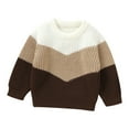 thumbnail image 1 of Likimi Newborn Toddler Boys Sweater Long Sleeve Striped Crewneck Pullover Tops Comfortable Loose Soft Fall Winter Clothes Size 18-24 Months Coffee, 1 of 1