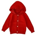 thumbnail image 1 of Likimi Newborn Toddler baby Girls Cardigan Solid Color Hooded Long Sleeve Sweater Casual Relaxed Soft Fall Winter Sweatshirt Size 18-24 Months Red, 1 of 5