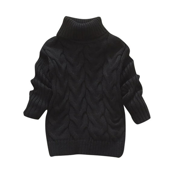 Likimi Toddler baby Girls Knit Sweater Long Sleeve Solid Color Turtleneck Pullover Tops Comfortable Loose Relaxed Fall Winter Clothes Size 6-12 Months Black