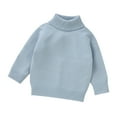 thumbnail image 1 of Likimi Toddler baby Girls Sweater Solid Color Long Sleeve Turtleneck Pullover Tops Casual Comfortable Relaxed Fall Winter Clothes Size 3-6 Months Light Blue, 1 of 9
