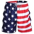thumbnail image 1 of Likimi Shorts For Men Summer Independence Day Print Waist Drawstring Lightweight Outdoor Fashionable Soft Shorts Red Size L, 1 of 2