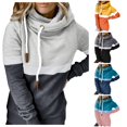 thumbnail image 1 of Likimi hoodies For Women Drawstring Long Sleeve hooded Sweatshirt High Neck Color Block Autumn Winter Soft Comfortable Pullover Grey Size M, 1 of 7