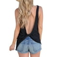 thumbnail image 1 of Likimi Tank Tops For Women Backless Loose Solid Color Crew Neck Sleeveless Casual Fashionable Shirt Black Size L, 1 of 8