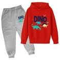 thumbnail image 1 of Likimi Toddler Baby Boys Clothing Set Dinosaur Print Long Sleeve Crewneck Top Pants 2Pcs Sets Loose Fashion Fall Winter Outfit Set Size 11-12 Years Dark Gray, 1 of 2