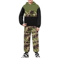 thumbnail image 1 of Likimi Toddler Boys 2 Piece Sets Long Sleeve Hooded Camouflage Print Shirts With Pants Fashion Outfit Set Green Size 2-3 Years, 1 of 5