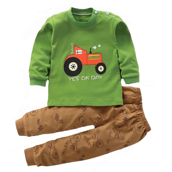 Likimi Toddler Boys Clothing Set Long Sleeve Print Pullover Tops Pants Two Piece Set Casual Fashion Soft Outfits Set Size 2-3 Years Green