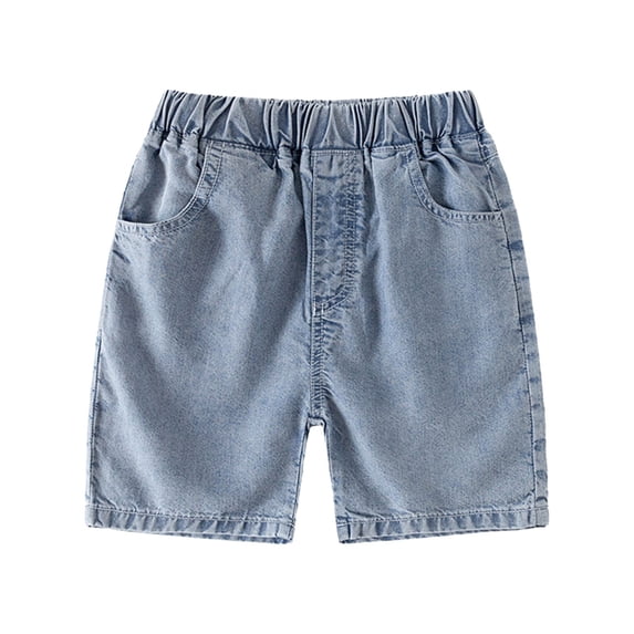 Likimi Toddler Boys Denim Shorts Sport Solid Color Elastic Waist With Pocket Fashionable Casual Summer Shorts Sky Blue Size 12-18 Months