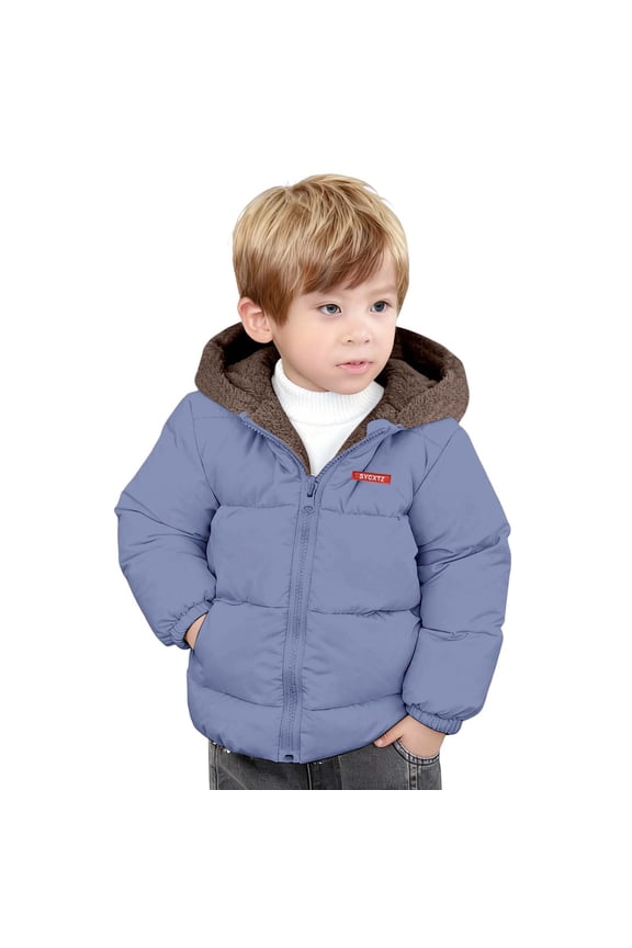 Toddler Boys Girls Coats Cute Bear Ears Hoods Solid Color Long Sleeve Outwear With Zipper Thick Winter Jacket Size 18-24 Months Blue